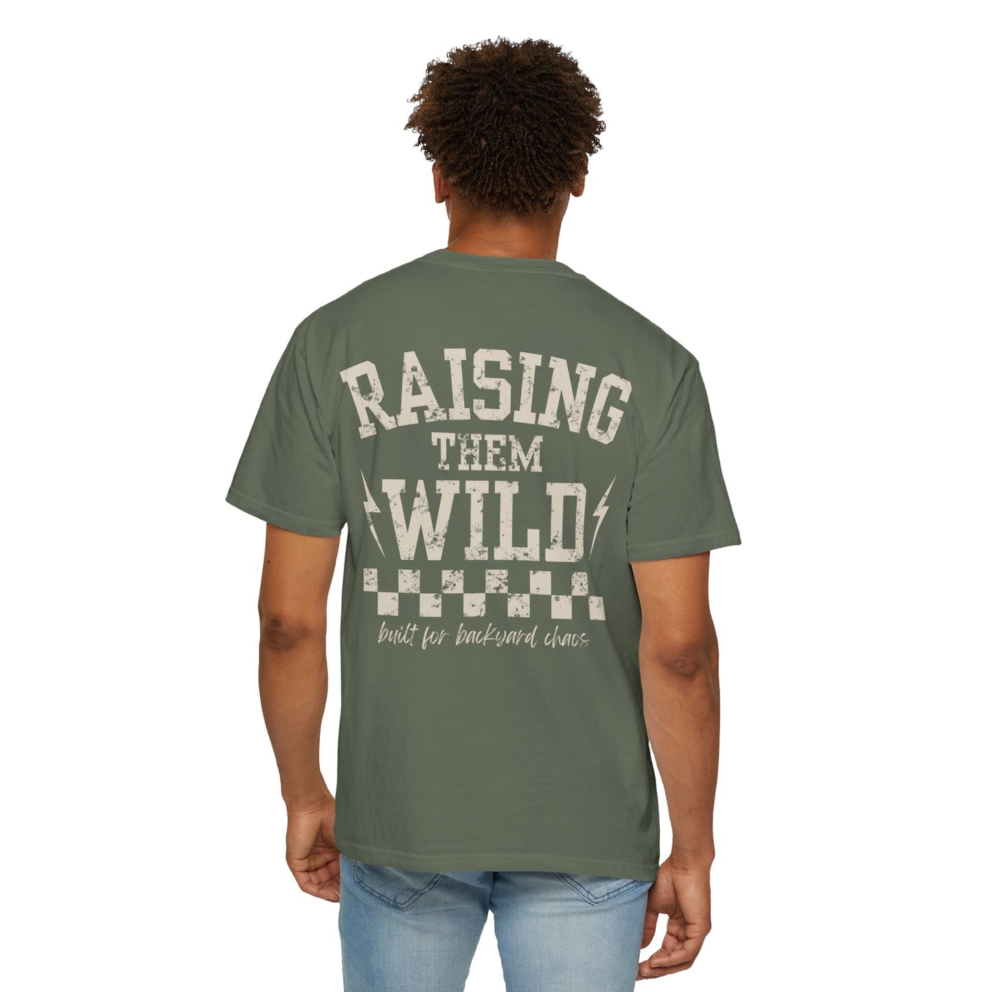 Chaos Crew Tee – Raising Them Wild Shirt | Trendy Father’s Day Shirt | Vintage Dad Graphic Tee | Backyard Chaos Dad Shirt