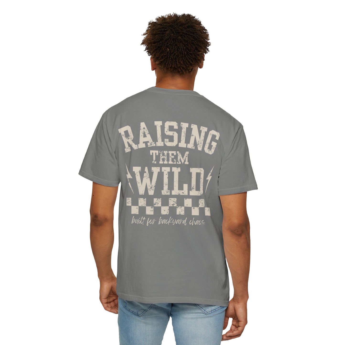 Chaos Crew Tee – Raising Them Wild Shirt | Trendy Father’s Day Shirt | Vintage Dad Graphic Tee | Backyard Chaos Dad Shirt