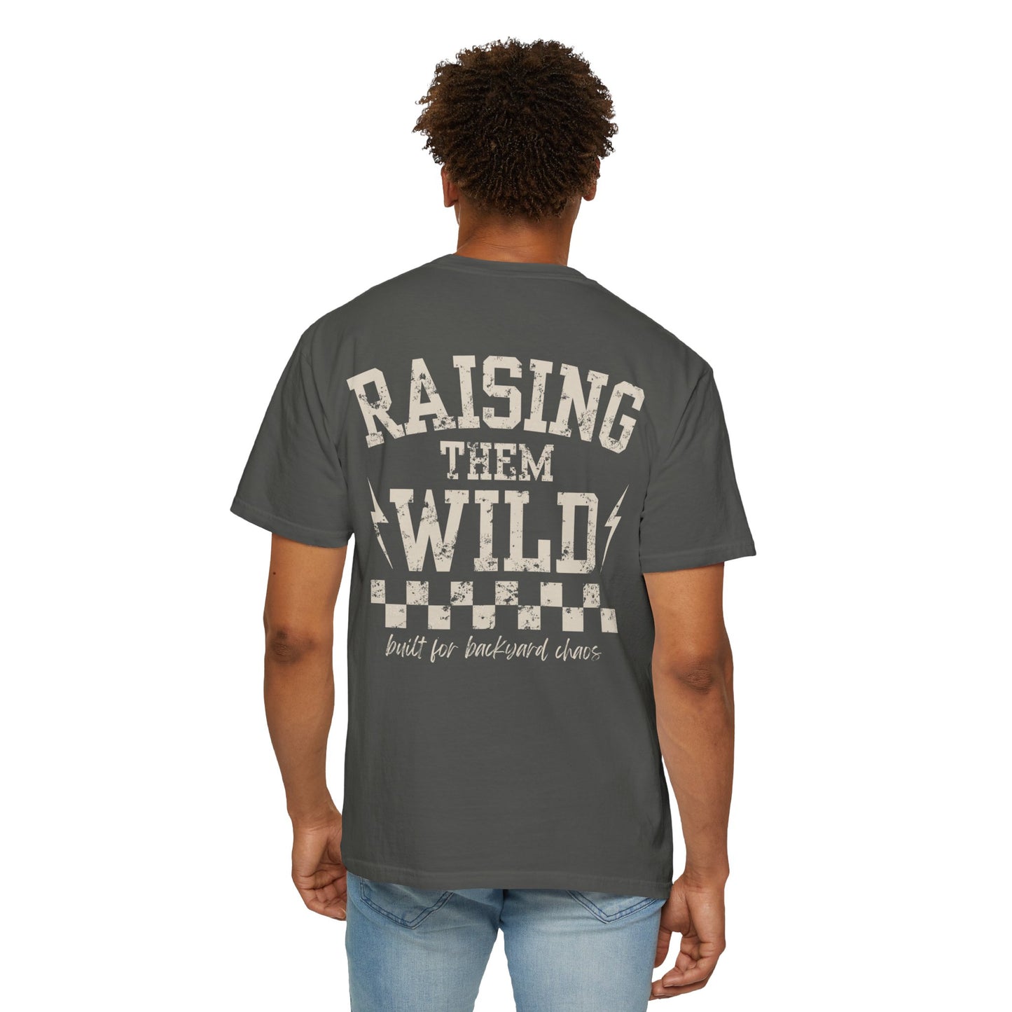 Chaos Crew Tee – Raising Them Wild Shirt | Trendy Father’s Day Shirt | Vintage Dad Graphic Tee | Backyard Chaos Dad Shirt